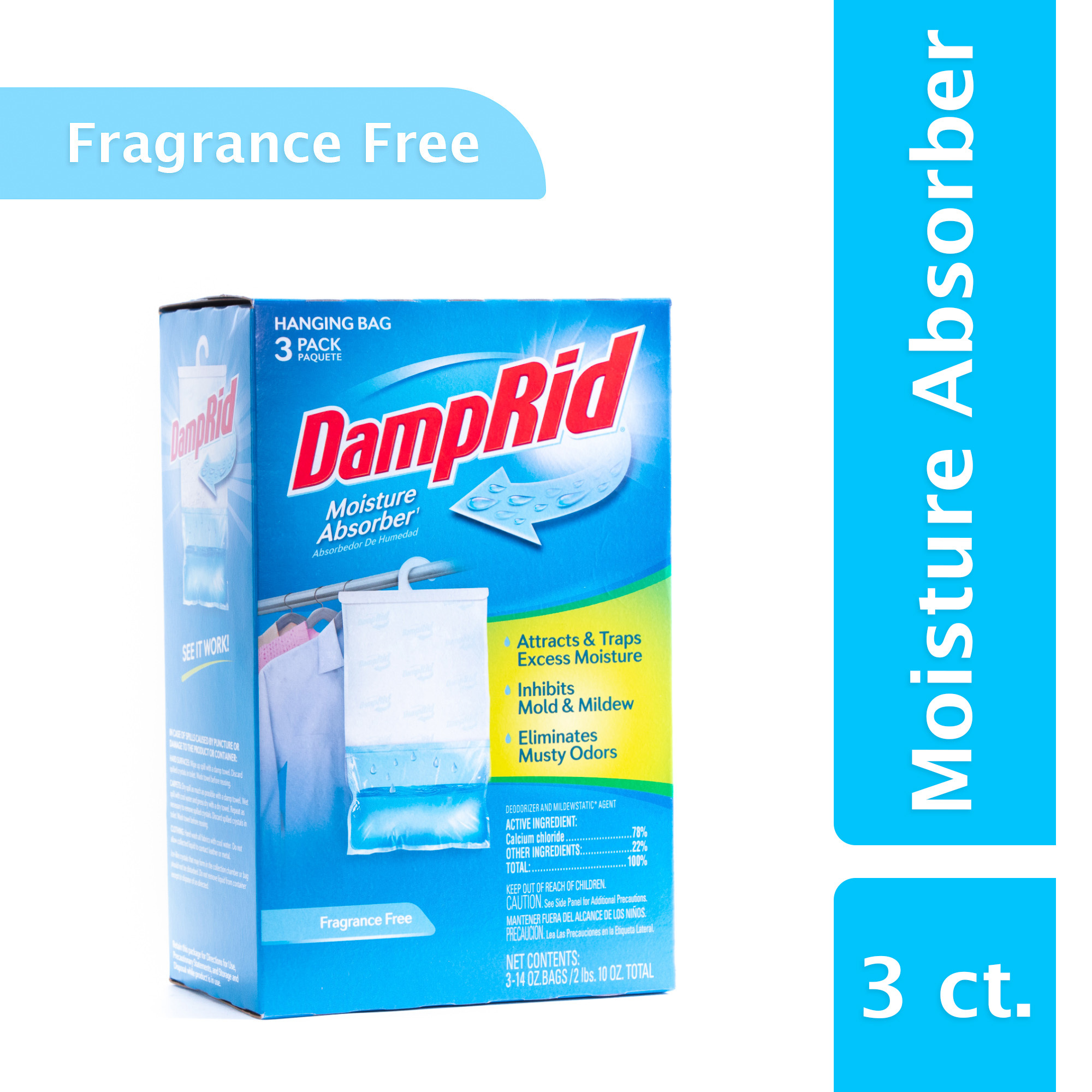 DampRid Hanging Bag Fragrance Free, 3Pack