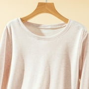 Womens Long Sleeve T Shirts Women Winter Clothes Women's Fashion Casual Round Neck Internal Construction Solid Color Shirt Long Sleeve,Pink,XL