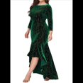thumbnail image 2 of Vestidos de Talla Grande para Mujer, Vestido Formal de Terciopelo con Mangas 3/4, Corte Sirena y Dobladillo Alto y Bajo Verde 5XL, 2 of 10
