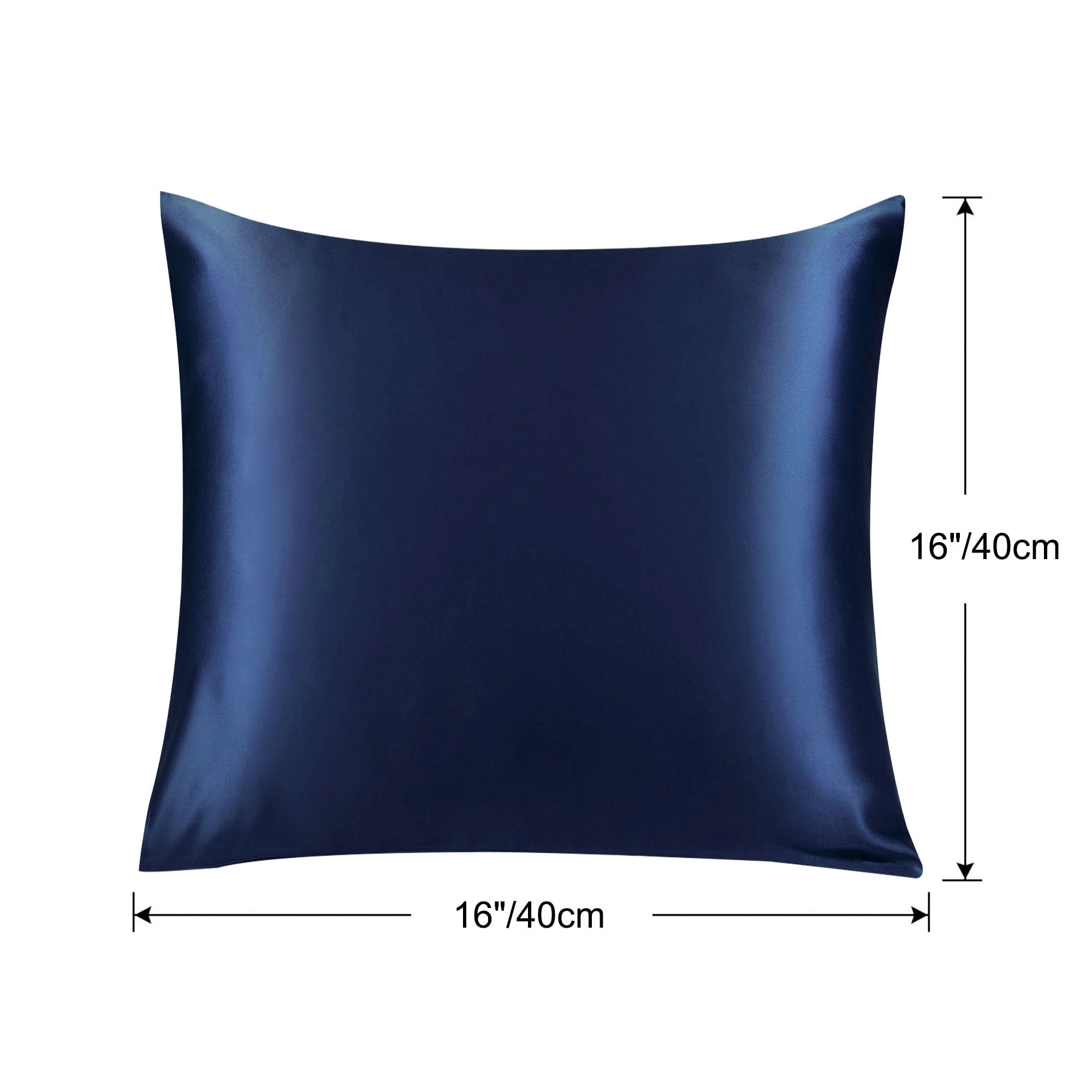 PiccoCasa 1 Pc 19 Momme Silk Pillowcase with Hidden Zipper Non-Standard Navy Blue 16" x 16"