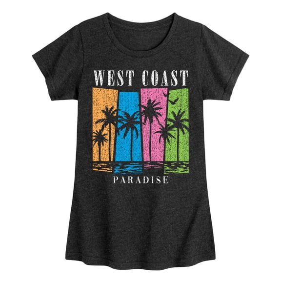 Instant Message - West Coast Paradise -Youth Girls Short Sleeve T-Shirt Fitted Short Sleeve Graphic T-Shirt