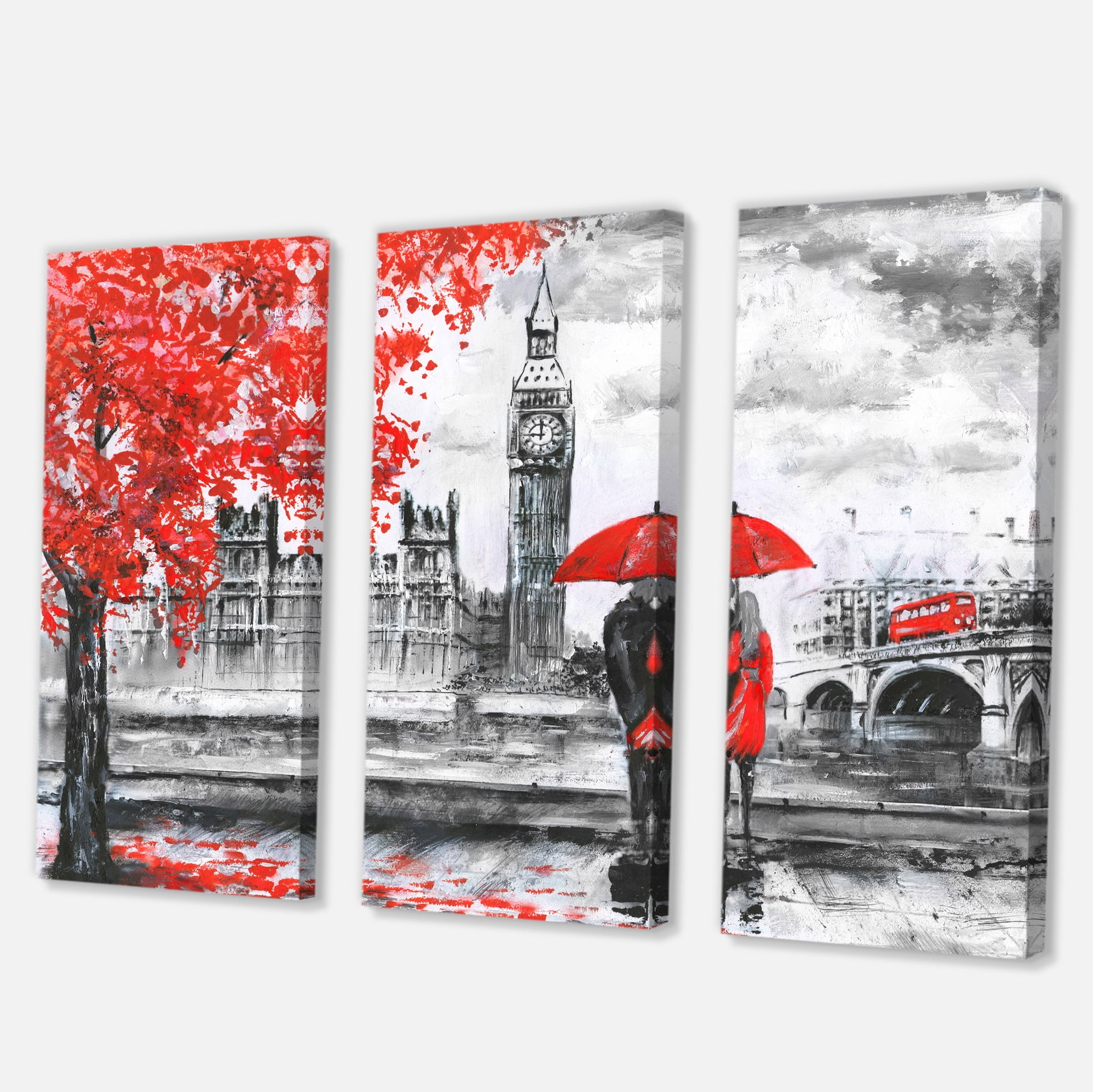 Designart 'Couples Walking in Paris ' Landscape Canvas Art Print