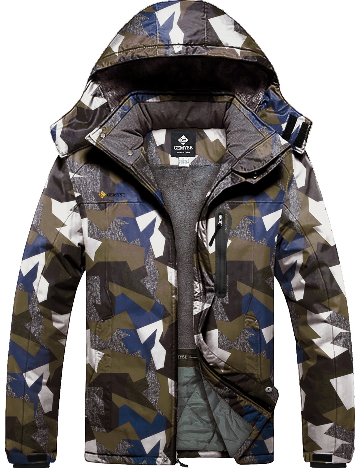 GEMYSE Boy's Waterproof Ski Snow Jacket Hooded Fleece Lined Windproof Winter Jacket 