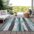 thumbnail image 5 of HomeRoots 623498 5 x 8 ft. Teal, Blue & Gray Striped Washable Transitional Indoor & Outdoor Rectangle Area Rug, 5 of 9