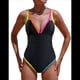 thumbnail image 1 of Traje de Baño de una Pieza para Mujer 2025 con Control de Abdomen, Diseño de Bloques de Color Neón, Cuello en V Profundo y Adelgazante Negro XL, 1 of 8