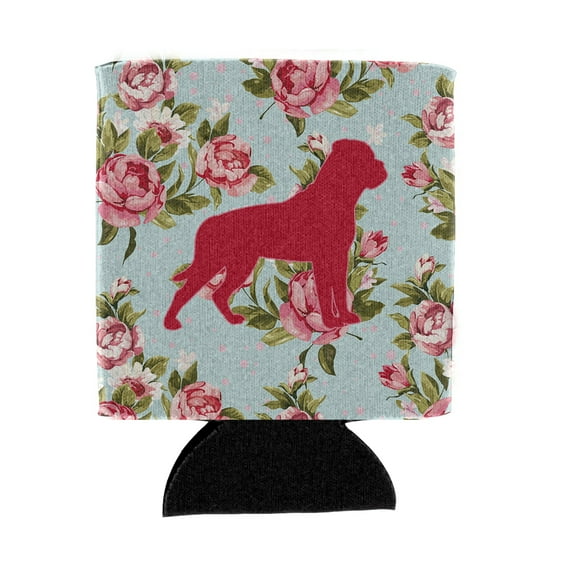 Rottweiler Shabby Chic Blue Roses Can or Bottle Hugger Blue