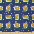 thumbnail image 2 of Ambesonne Cats Fabric by the Yard Microfiber, Sleeping Kittens Nighttime, 5 Yards, Earth Yellow Royal Blue, 2 of 2