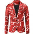 thumbnail image 4 of YanHoo Valentines Day Suit Jacket for Men Valentines Day Gifts for Boyfriend Men's Long Sleeve Slim Fit Blazer Casual Suit Jackets One Button Blazer Jacket Pink Heart Print Suit Jacket, 4 of 9