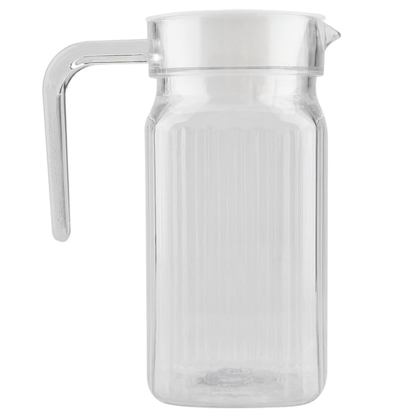 Botella de jugo transparente de acrílico de 500 ml, jarra de jugo helado a rayas con tapa para bar y hogar