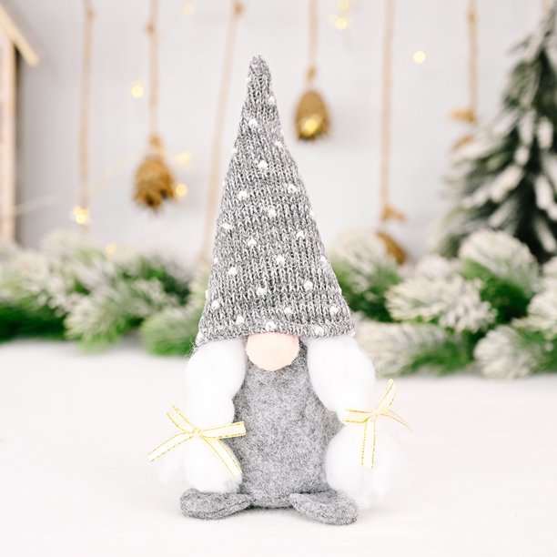 Sombrero de punto de copo de nieve de Navidad Decoración de muñeca Rudolph Muñeca sin rostro Enano, Decoración de muñeca duende Wmkox8yii fhajkh2854