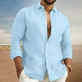 thumbnail image 2 of Men's Clothing Button Down Shirt Casual Regular-Fit Dress Shirts Fashionable Casual Comfortable Trendy And Easy To Solid Color Multi Color Cotton Linen Shirt Long Sleeve Dress Shirts, 2 of 5