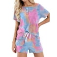 thumbnail image 4 of MOSHU Womens Pajamas Sets Button Down Tops and Drawstring Shorts With Pockets Two Piece Lounge Sets Oufits, 4 of 11
