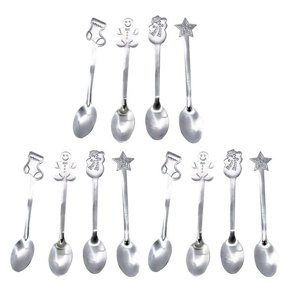 UNTERING 12 PCS Coffee Spoons Stainless Steel Ice Cream Spoon Stylish for Coffee Tea Soup Sugar Dessert Seasoning Durable