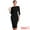 Black, variant on Elegant Boat Neck 3/4 Sleeves Midi Split Sheath Dress L White