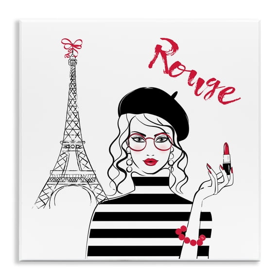 Stupell Industries Rouge Parisian Fashion Novelty Painting Unframed Art Print Wall Art, 12 x 12