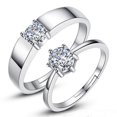thumbnail image 1 of 2 Pcs Couple Matching Rings with Cubic Zirconia Crystal His and Hers Promise Ring, 1 of 6