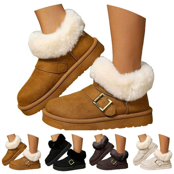 Dakaela Women's Winter Snow Boots Platform Fleece Lined Ankle Booties Non Slip Outdoor Work Boots