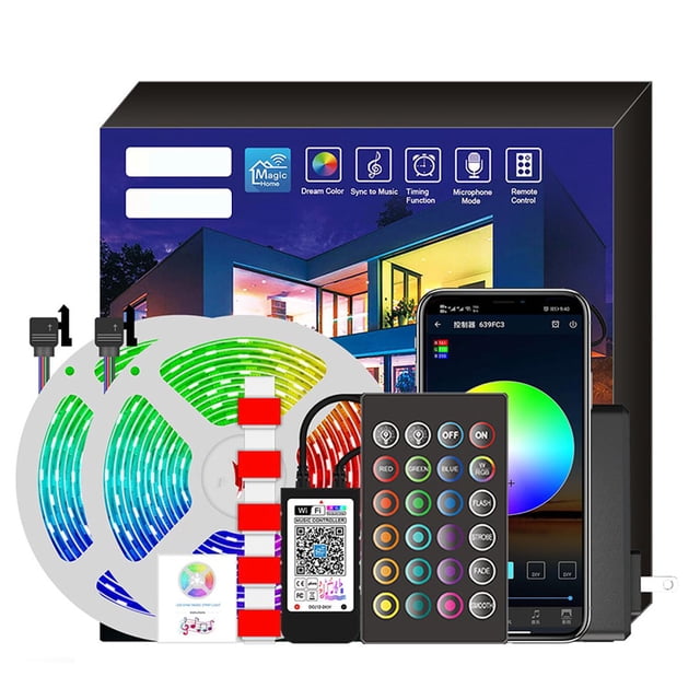 yeacher Bande Lumineuse RVB Bande Lumineuse LED Intelligente Réglage d'Éclairage et de Musique Commande Vocale 20 Mètres 360LED Prise Anglaise
