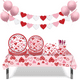 thumbnail image 4 of Mantel de amor para el día de San Valentín. Vajilla de amor para el día de San Valentín. Mantel decorativo desechable., 4 of 6