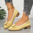 thumbnail image 2 of Womens Shoes,Casual Loafers Comfortable Square Heel for Everyday Wear Leather Casual Loafers for Breathable Walking,Shoes for Women,Light Yellow,7.5, 2 of 9