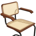 thumbnail image 3 of Breuer Chair Company Marcel Breuer B64 Cesca Cane Cantilever Armchair Arm Chair w/ Black Steel Frame Walnut Wood & Natural Cane (Made in Italy) by Furnish Theory, 3 of 16