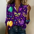 thumbnail image 5 of LEKWK Women's Mardi Gras Tops Leopard Glitter Print Button Down Blouses Dressy Casual Long Sleeve Lapel Neck Casual Work Office Outfits, 5 of 5