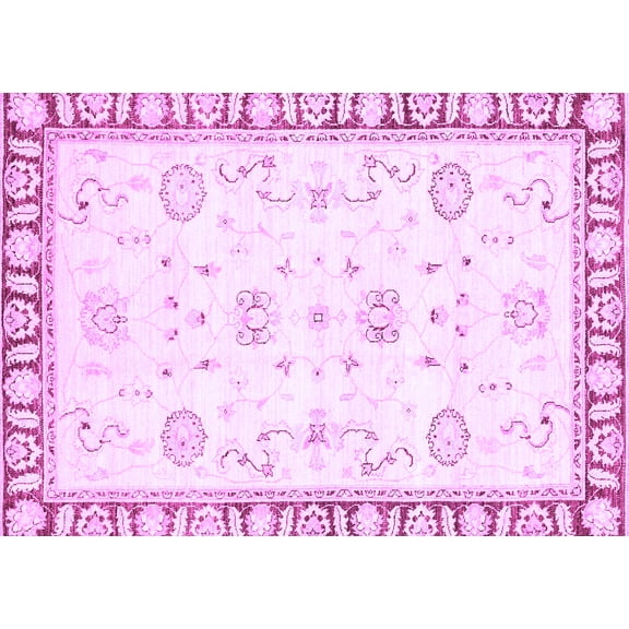 Ahgly Company Indoor Rectangle Oriental Purple Traditional Area Rugs, 5' x 7'