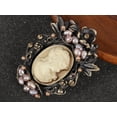 thumbnail image 2 of Antique Golden Tone Peach Faux Pearl Beads Vintage Cameo Lady Brooch Pin, 2 of 5