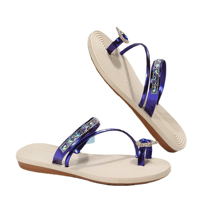 Kukoosong Flat Sandals Women Flip Flops for Women Rhinestone Toe