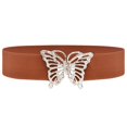 thumbnail image 5 of D-GROEE Women Fashion Elastic Hollow Out Butterflies Decor Belt Stretchy Skinny Waist Belt for Dress Jeans Pants with Metal Gold Buckle, 5 of 7