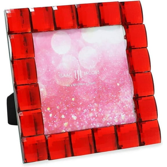 Isaac Jacobs Decorative Sparkling Red Jewel Picture Frame, Photo Display & Home Décor 4x4, Red