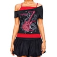 thumbnail image 3 of DHFJKG Summer T Shirts For Women Short Sleeve Off The Shoulder Asymmetrical 2 In 1 Top Vintage Clothing, 3 of 5