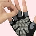 thumbnail image 3 of Negro cuatro tamaños de guantes de muñeca con cinturón de fitness de silicona antideslizante, tela de ropa de alta elasticidad, L, 3 of 5