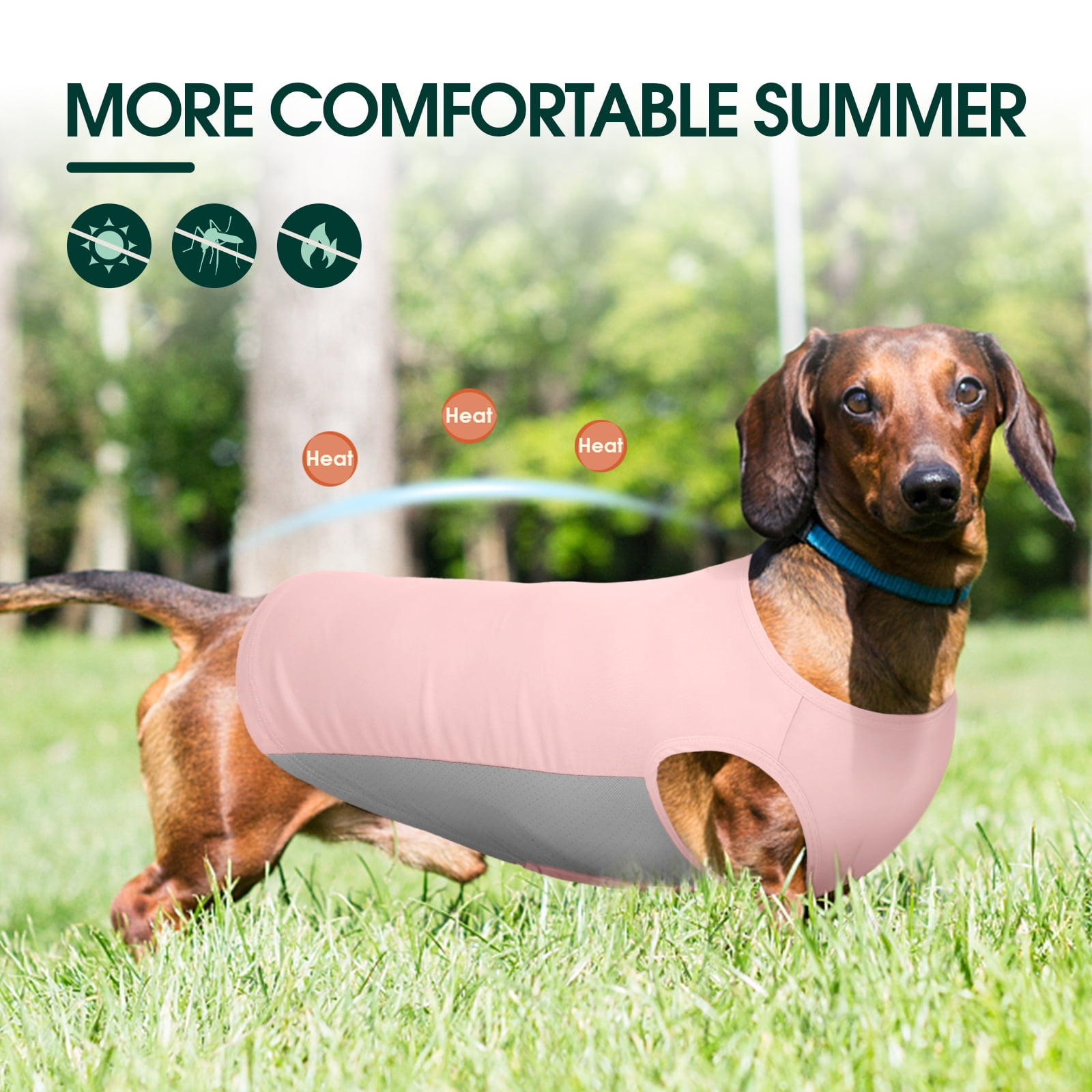 Kuoser Dog Cooling Shirt Breathable Soft Dog Cooling Vest for Summer, Pink, XS