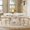 Walnut4PCS, variant on Katboc 47" Ancient Round MDF Dining Table Set with 4/6 White Teddy Fleece Chairs, Farmhouse Water-Resistant for Kitchen & Dining Room