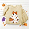 thumbnail image 5 of Hulanddfd Womens Sweatshirt Pink Ghost Pumpkin Print Pullover, Cute Bow Graphic Crewneck Long Sleeve Top, Halloween Casual Sweater, 5 of 5