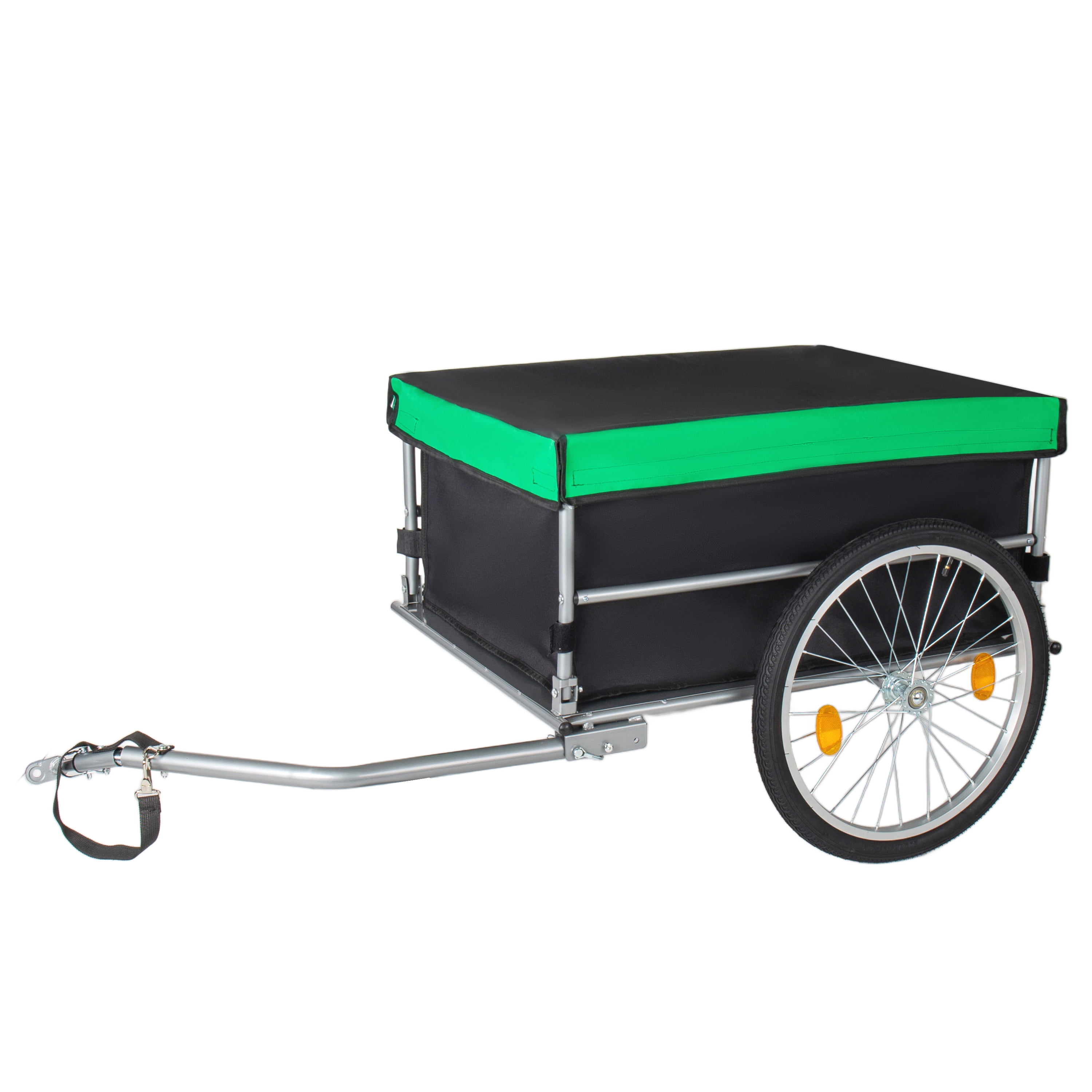 Foldable Bicycle Cargo Trailer, Black & Green with 20 Inch Wheels, Removable 600D Oxford Cover, Folding Frame and Quick Release, 120LBS Capacity for Groceries, Tools and Luggage