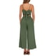 thumbnail image 3 of Mono de lino INSPIRE CHIC para mujeres, casual, con tirantes de espagueti, sin mangas y piernas anchas, color verde ejército, 3 of 5