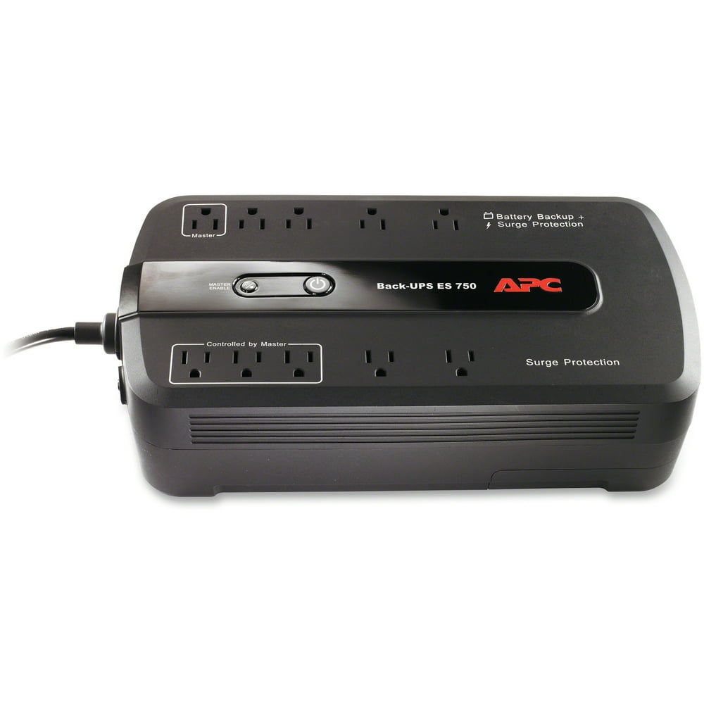 APC BE750G BackUPS 750 Battery Backup System, 10 Outlets, 750 VA, 365
