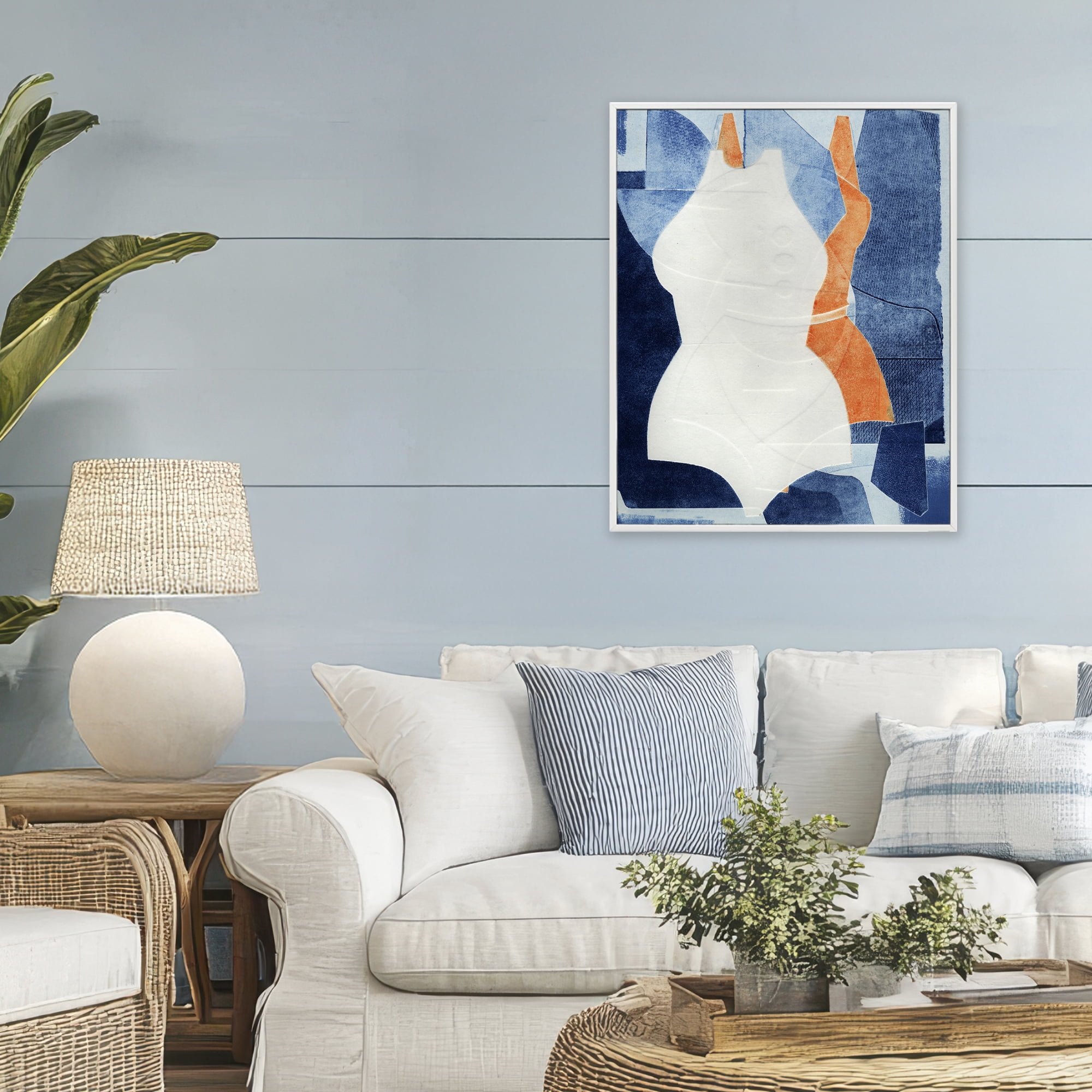 Stupell Industries Abstract Fashion Shapes Blue White Framed Giclee Art, design by Stacy Milrany