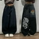 thumbnail image 3 of Pantalones vaqueros con estampado gótico Retro para mujer, pantalón holgado de pierna ancha y recta, estilo Hip Hop americano, Y2K, Unisex, 3 of 5