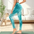 thumbnail image 3 of Renewold Marble Teal Yoga Pants for Women with Pockets Full Length Workout Leggings High Waist Tummy Control Lounge Pants Activewear Fashion Womens Leggings, XS, 3 of 8