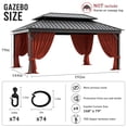 thumbnail image 2 of Pakunoda 14' X 6.5' Gazebo Universal Replacement Privacy 4-Panel Curtains, Waterproof Outdoor Curtains Terrared Sidewall with Zipper for Patio 12' X 16' Gazebo Garden Backyard, Curtain Only, 2 of 8