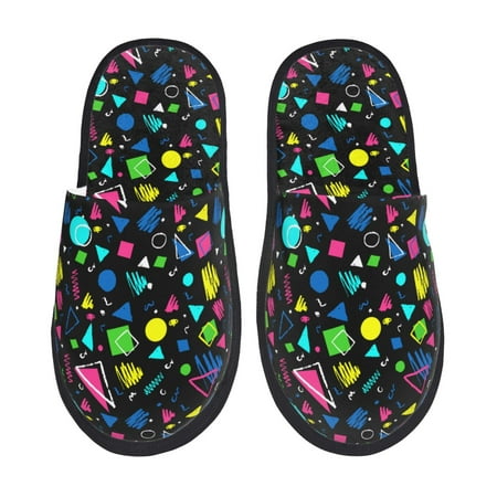 

Tideii Geometric 1980s Styled for Home Indoor Cotton Slippers Autumn and Winter EVA Plush Slippers Household Supplies Unisex-Large