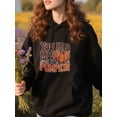 thumbnail image 3 of Comfy Pumpkin Spice Quote Hoodie for Men and Women, Unisex Pullover Hooded Sweatshirt, Comfortable Cotton Poly Blend, Autumn Coffee Lover Casual Outfit, 3 of 5