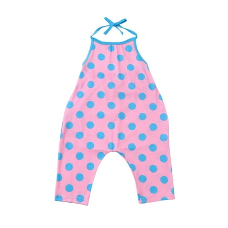 

DNDKILG Baby Toddler Dot Clothes Jumpsuit for Girls Strap Sleeveless Romper Pink 9M-4Y 100
