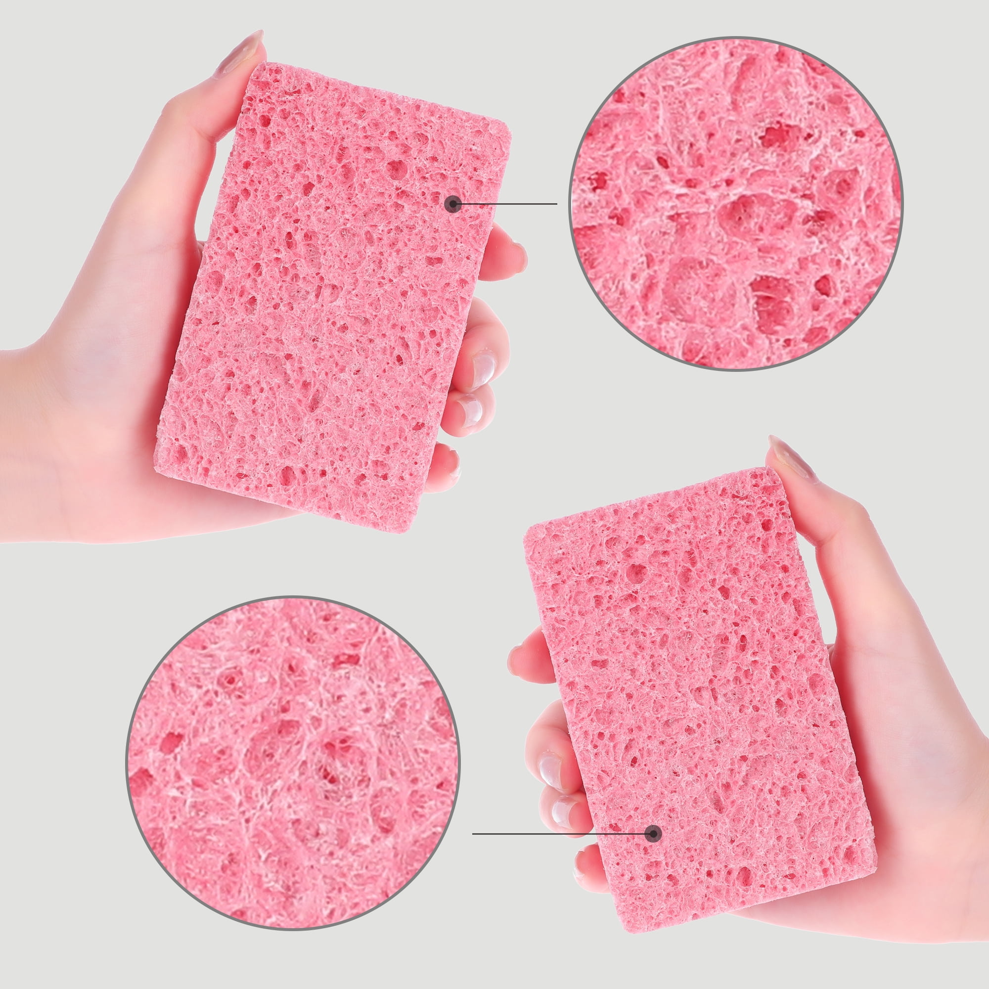 Unique Bargains 6 Pack Non-Scratch Sponges Kitchen Cleaning Sponges Pink 4.3"x2.8"x0.8"