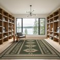 thumbnail image 2 of ODIKA 9'x12' Green Beige Deep Geometric Washable Area Rug Bold Totem-Inspired Pattern Design Non-Slip, Chair-Friendly for Dining Room, Basement, Large Office, 2 of 7