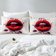 thumbnail image 3 of Erosebridal Drap-Housse Lèvres Rouges Roses pour Enfants Taille Simple Ensemble de Draps Floraux Romantiques pour Garçons Filles Thème Baiser Amour Ensemble de Literie Housse de Lit Adulte Poche Profonde, Drap Plat Non Inclus (Sans Drap Plat), 3 of 5