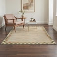 thumbnail image 3 of 5x7 Washable Rug, Non Slip Backing Low Pile Area Rugs for Living Room Bedroom, Light Weight Print Pattern Floor Rug with Checkered Border, Oat Beige, 3 of 4
